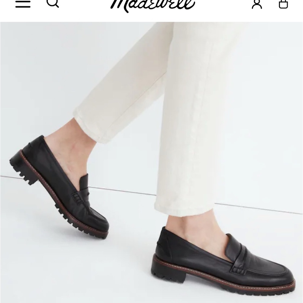 Madewell Corinne lugsole loafers true black size 8